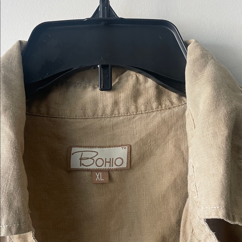 BOHO Men's Beige Short Sleeve Shirt - Picture 2 of 8